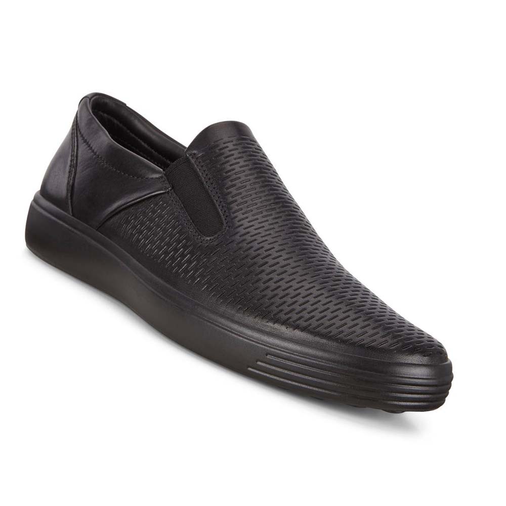 Men's Ecco Soft 7 Slip-on Sneakers Black | Canada 635WNB